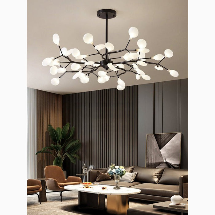 MIRODEMI® Altavilla Vicentina | Gold/Black Nordic Design Flower LED Chandelier For Interior Decor