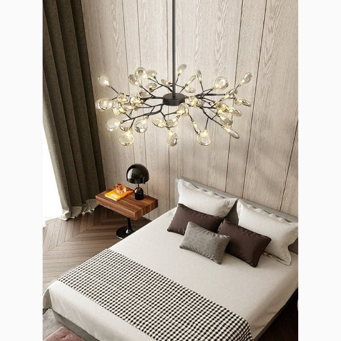 MIRODEMI® Altavilla Vicentina | Gold/Black Nordic Design Flower LED Chandelier For Bedroom