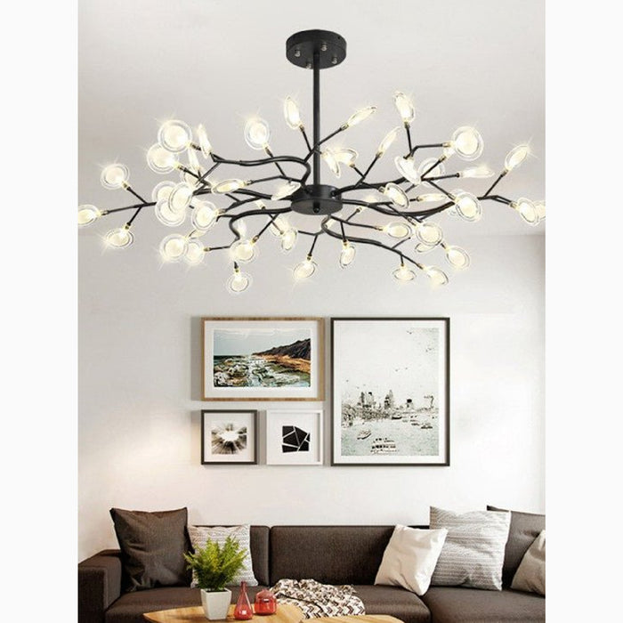 MIRODEMI® Altavilla Vicentina | Gold/Black Nordic Design Flower LED Chandelier For Modern Hame Decoration