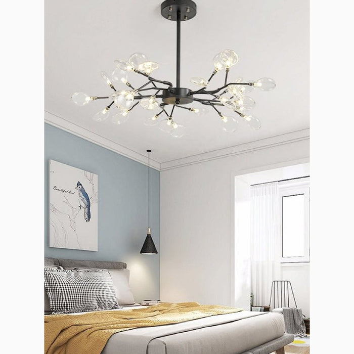 MIRODEMI® Altavilla Vicentina | Gold/Black Nordic Design Flower LED Chandelier For Modern Bedroom Decor