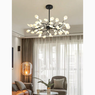 MIRODEMI® Nordic Design Gold and Black Flower Chandelier – LED Lit for Living Room