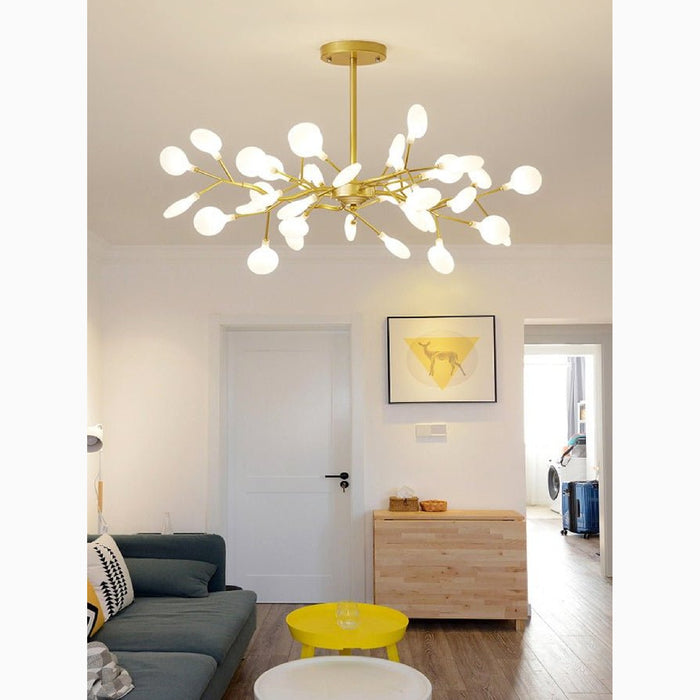MIRODEMI® Altavilla Vicentina | Gold/Black Nordic Design Flower LED Chandelier For Kids Room
