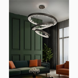 MIRODEMI Altidona | Black Rings Modern Crystal Creative Luxury Hanging Led Chandelier 3 Rings For Living Room