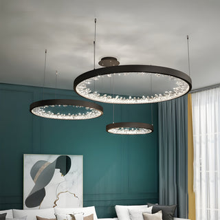 MIRODEMI Altidona | Black Rings Modern Crystal Creative Luxury Hanging Led Chandelier For Bedroom Decor