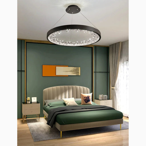 MIRODEMI® Altidona | Black Rings Modern Crystal Creative Luxury Hanging Led Chandelier For Bedroom