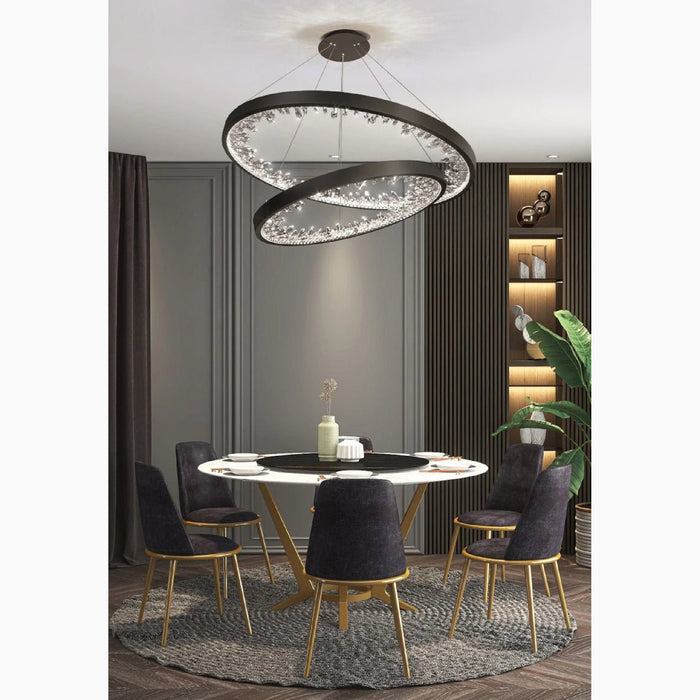 MIRODEMI® Altidona | Black Rings Modern Crystal Creative Luxury Hanging Led Chandelier For Cafe