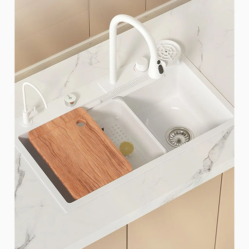 MIRODEMI® Alzano Lombardo | Ultramodern Stainless Steel Waterfall Sink with Multifunctional Touch Control for Home Kitchen