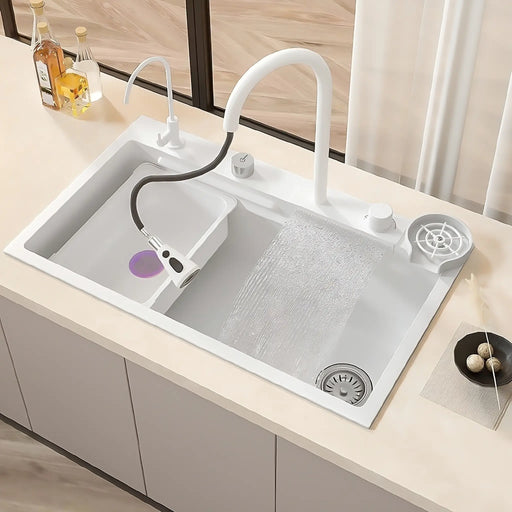 MIRODEMI® Alzano Lombardo | Ultramodern Stainless Steel Waterfall Sink with Multifunctional Touch Control for Kitchen