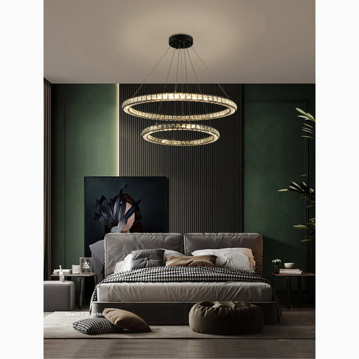 MIRODEMI® Antwerpen | Ring Gold Crystal Chandelier for Living Room