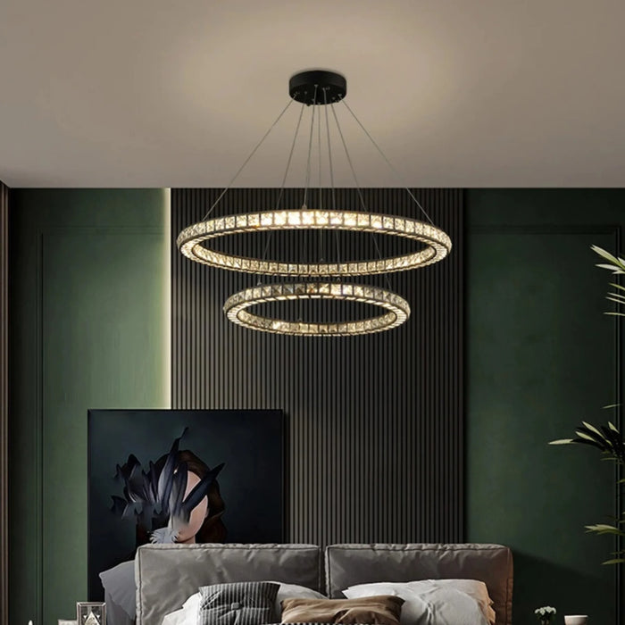 MIRODEMI® Antwerpen | Ring Gold Crystal Chandelier for Living Room