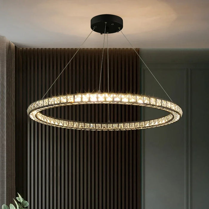 MIRODEMI® Antwerpen | Ring Gold Crystal Chandelier for Living Room