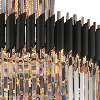 MIRODEMI Art Deco | Black and Gold Crystal Chandelier Black Metal Details 