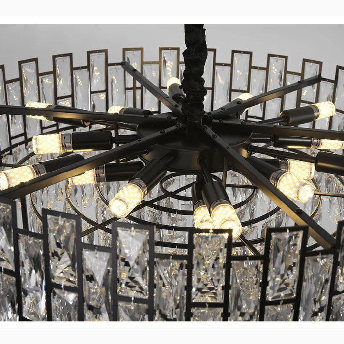 MIRODEMI® Art Deco Drum Black Crystal Chandelier for Dining Area