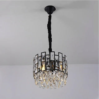 MIRODEMI® Art Deco Drum Black Crystal Chandelier for Dining Area