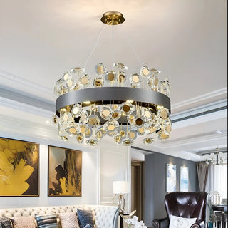 MIRODEMI Art Deco Round Crystal Chandelier For Bedroom