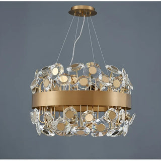 MIRODEMI Art Deco Round Crystal Chandelier For The Living Room Gold Light Off