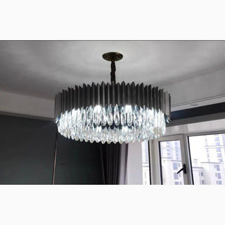 MIRODEMI® Ath | Drum Black Crystal Chandelier for Bedroom