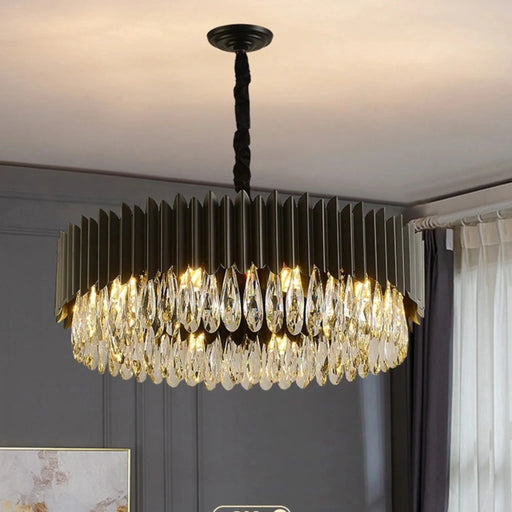 MIRODEMI® Ath | Creative Drum Black Crystal Chandelier for Living Room