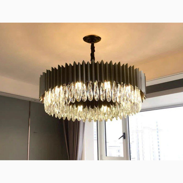 MIRODEMI® Ath | Drum Black Crystal Chandelier for Bedroom