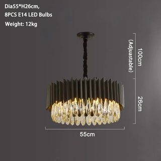 MIRODEMI® Ath | Drum Black Crystal Chandelier for Bedroom