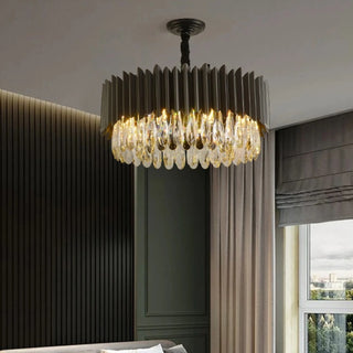 MIRODEMI® Ath | Drum Black Crystal Chandelier for Bedroom