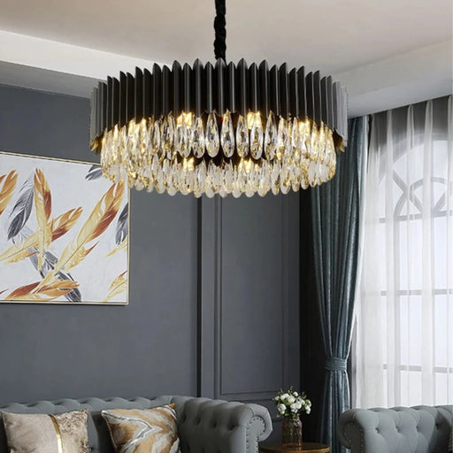 MIRODEMI® Ath | Creative Drum Black Crystal Chandelier for Bedroom