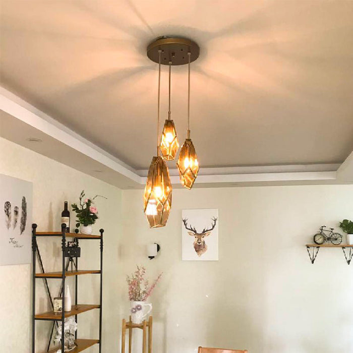 MIRODEMI Auvare Gold Art Deco Diamond Pendant Lamp For Living Room