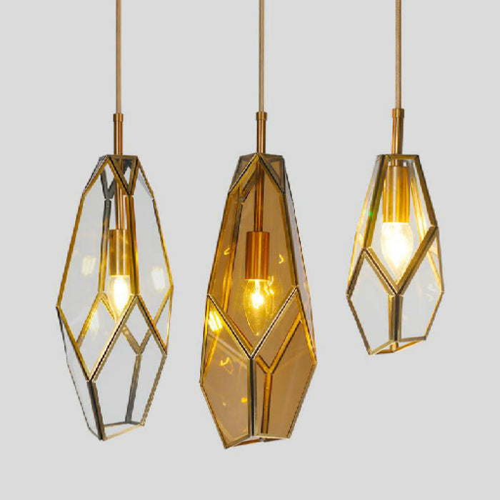MIRODEMI Auvare Gold Art Deco Diamond Pendant Lamp Glass