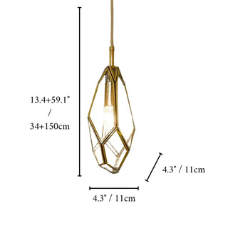 MIRODEMI Auvare Gold Art Deco Diamond Pendant Lamp Clear Glass Size