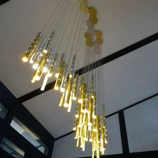 MIRODEMI® Bagno a Ripoli | Gold Tubes Pendant Chandelier