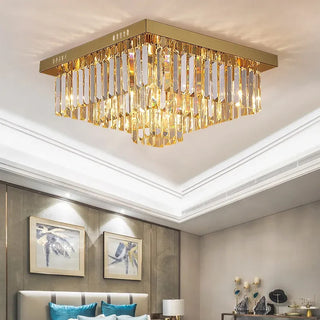 MIRODEMI® Bagnolo in Piano | Gold Square Crystal Chandelier