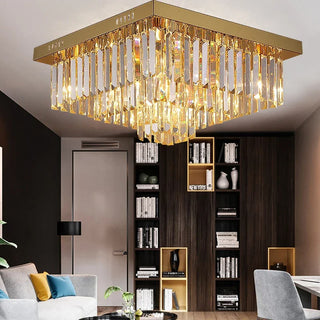 MIRODEMI® Bagnolo in Piano | Gold Square Crystal Chandelier