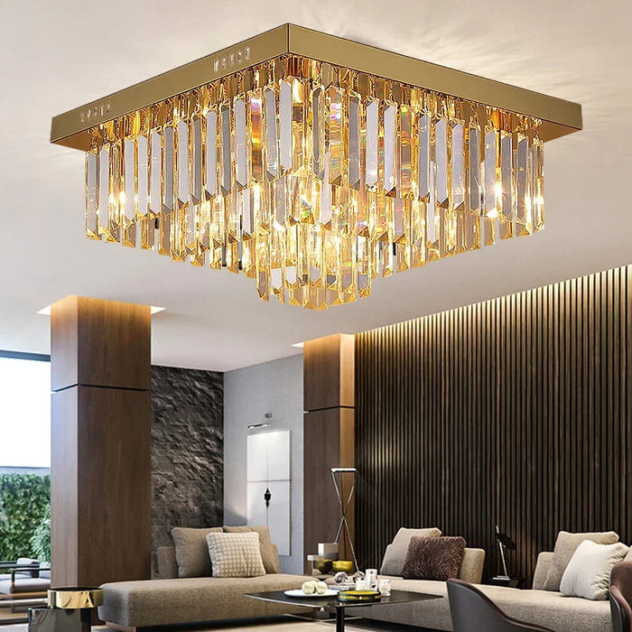 MIRODEMI® Bagnolo in Piano | Gold Square Crystal Chandelier