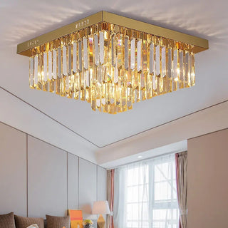 MIRODEMI® Bagnolo in Piano | Gold Square Crystal Chandelier