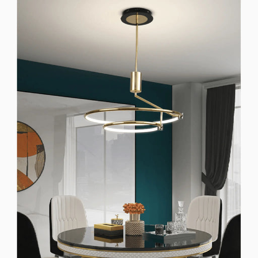 MIRODEMI® Bagnone | Electroplated LED Ceiling Light with 2 Layers Rotatable Ring for Dining Room