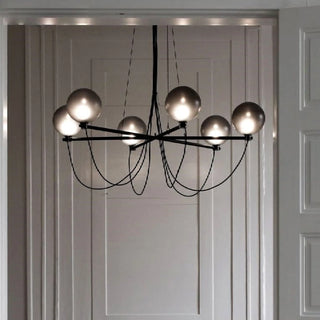 MIRODEMI® Bagnoregio | Misty Gray Retro LED Chandelier with Glass Ball made in Loft Design