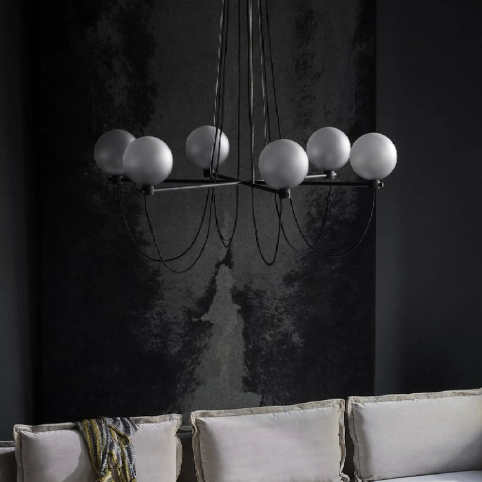 MIRODEMI® Bagnoregio | Misty Gray Retro LED Chandelier with Glass Ball made in Elite Loft Design