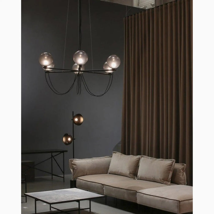 MIRODEMI® Bagnoregio | Misty Gray Retro LED Chandelier with Glass Ball made in Luxury Loft Design