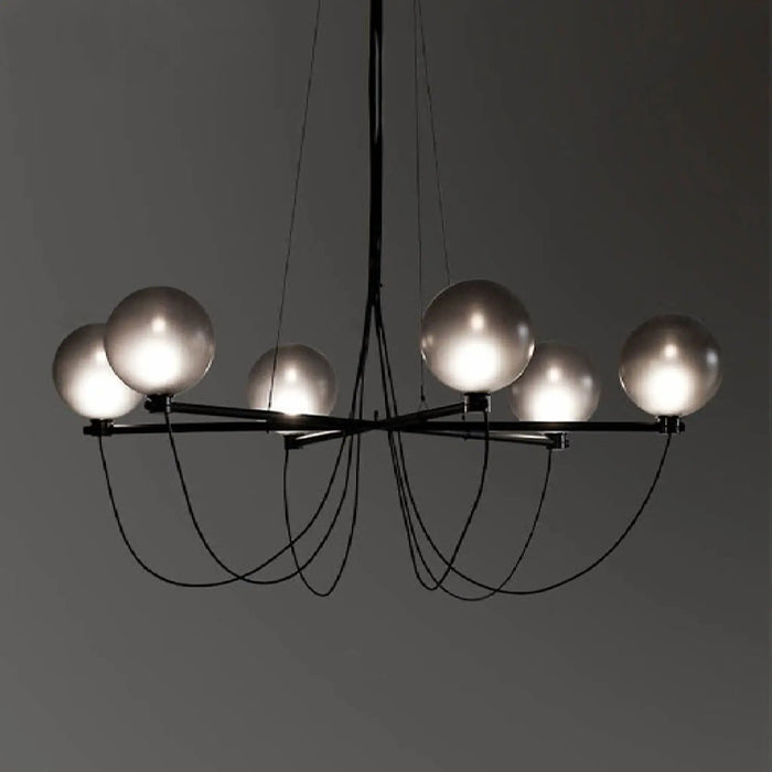 MIRODEMI® Bagnoregio | Misty Gray Retro LED Chandelier with Glass Ball made in Ultramodern Loft Design