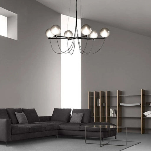 MIRODEMI® Bagnoregio | Misty Gray Retro LED Chandelier with Glass Ball made in Modern Loft Design