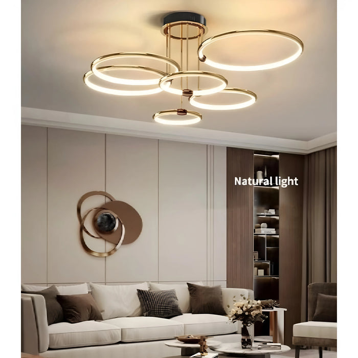 MIRODEMI® Bagolino | Luxury Ring LED Chandelier made of Electroplated Metal for Living Room, Bedroom