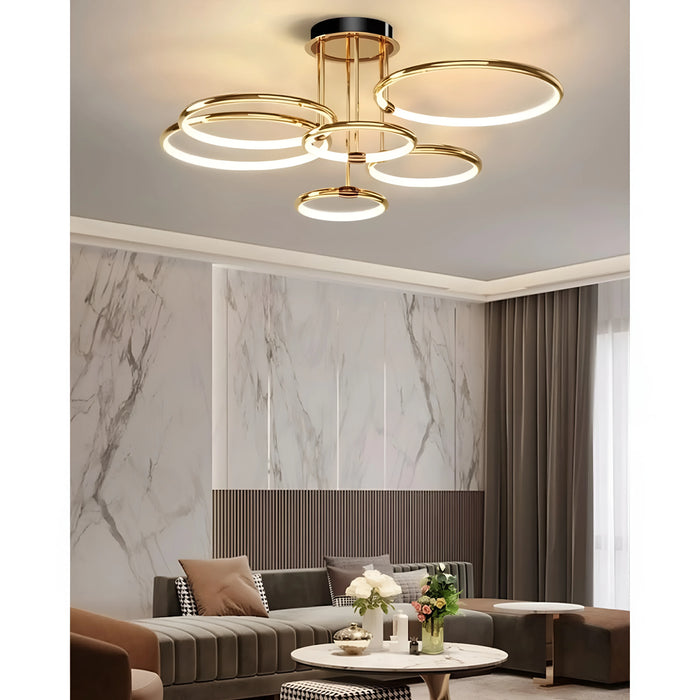 MIRODEMI® Bagolino | Luxury Ring LED Chandelier made of Electroplated Metal for Living Room, Bedroom