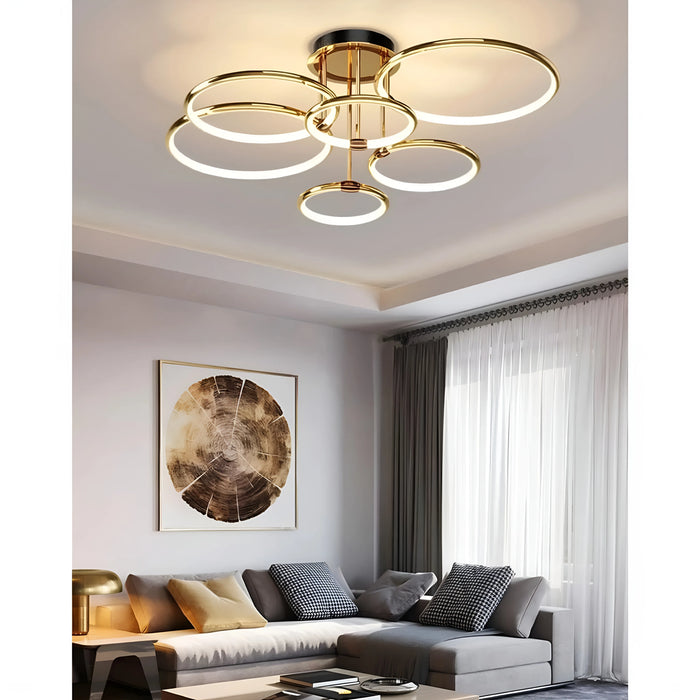 MIRODEMI® Bagolino | Luxury Ring LED Chandelier made of Electroplated Metal for Living Room, Bedroom