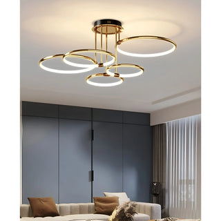 MIRODEMI® Bagolino | Luxury Ring LED Chandelier made of Electroplated Metal for Living Room, Bedroom