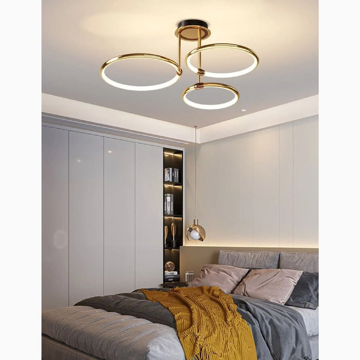 MIRODEMI® Bagolino | Luxury Ring LED Chandelier made of Electroplated Metal for Living Room, Bedroom