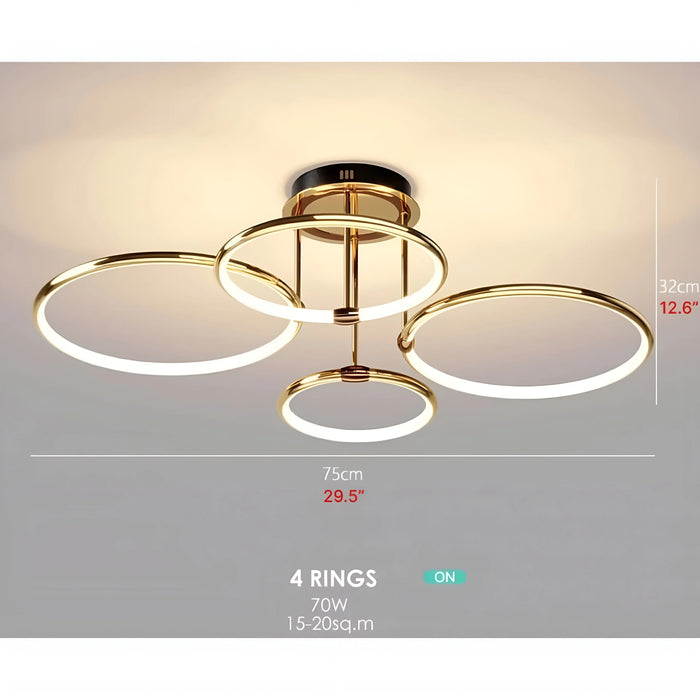 MIRODEMI® Bagolino | Luxury Ring LED Chandelier made of Electroplated Metal for Living Room, Bedroom