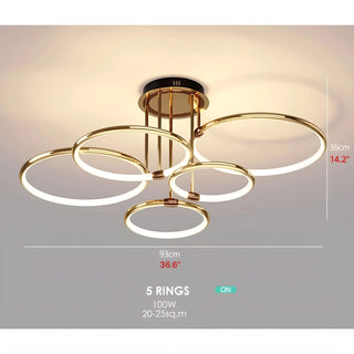 MIRODEMI® Bagolino | Luxury Ring LED Chandelier made of Electroplated Metal for Living Room, Bedroom