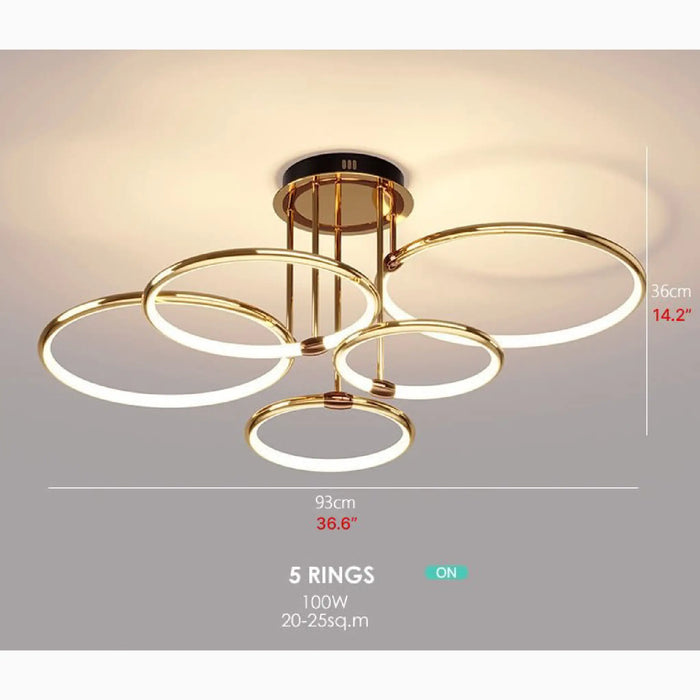 MIRODEMI® Bagolino | Luxury Ring LED Chandelier made of Electroplated Metal for Incredible Living Room, Bedroom