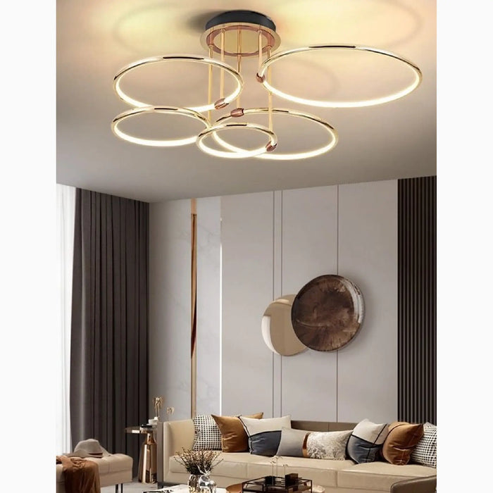 MIRODEMI® Bagolino | Luxury Ring LED Chandelier made of Electroplated Metal for Classy Living Room