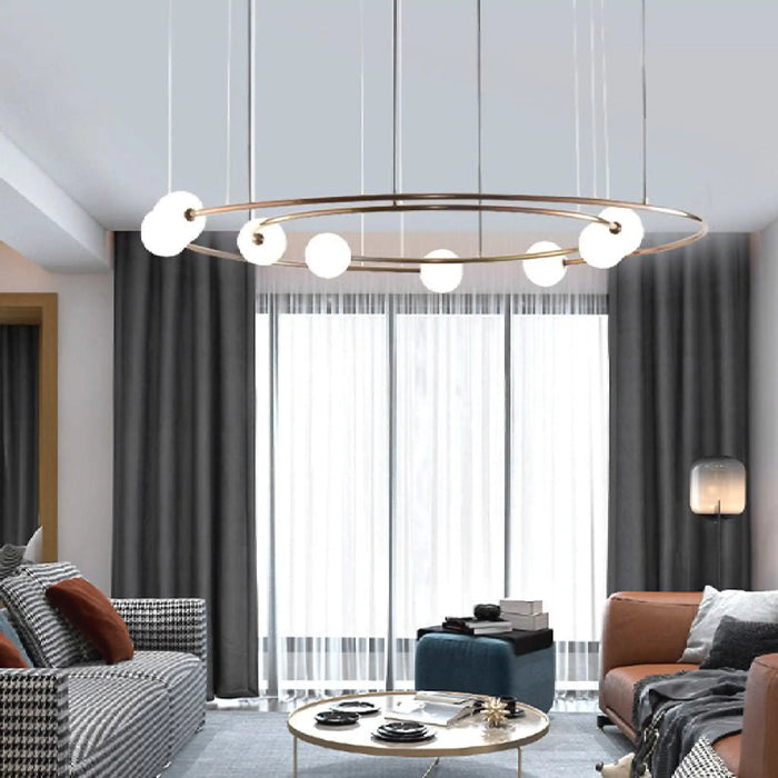 MIRODEMI® Baia e Latina | Planet Orbit Glass Ball LED Pendant Lamp for Luxury Living Room, Bedroom, Dining Room